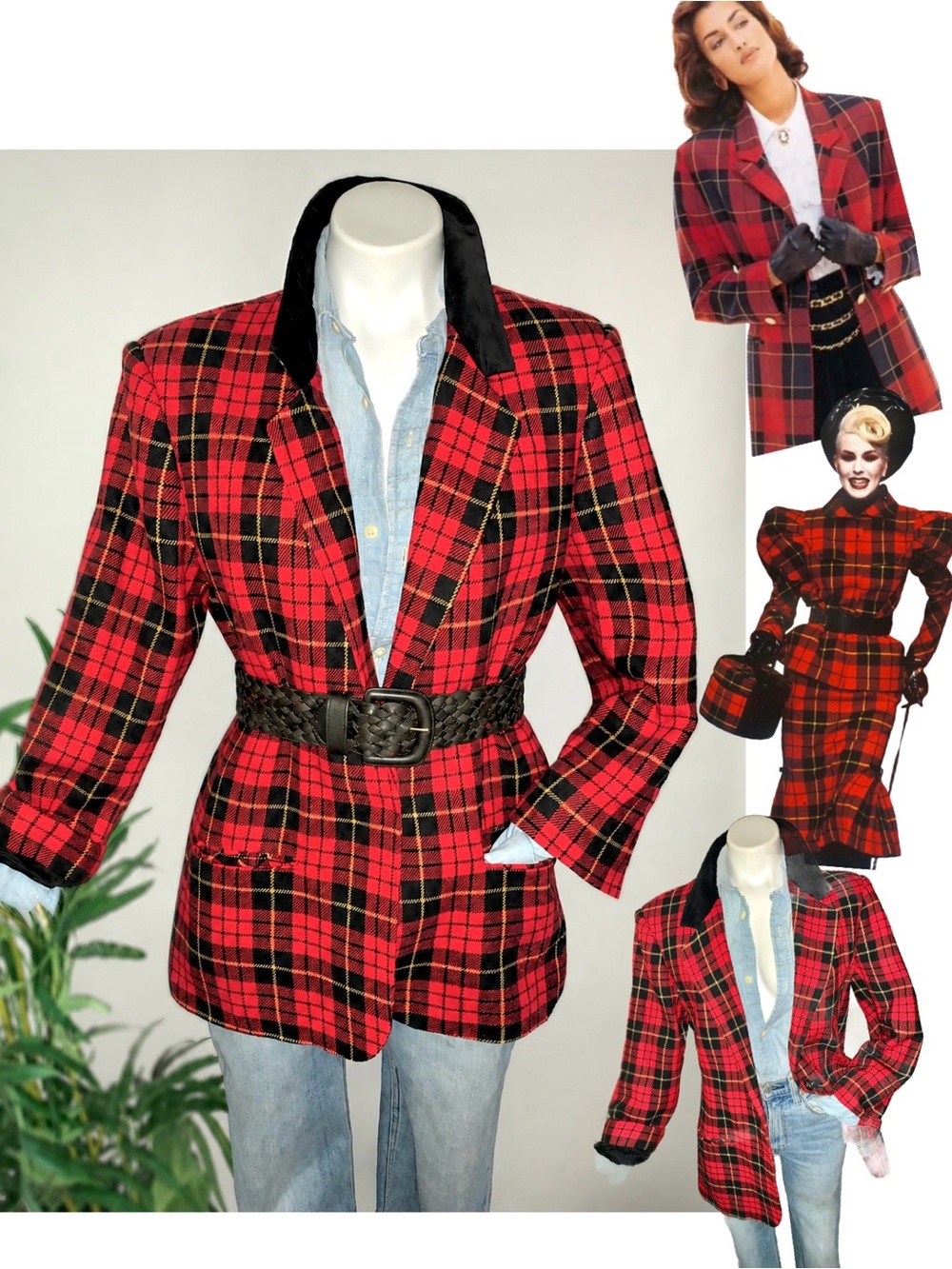 t a r t a n :: Vintage Classic Plaid Wool Velvet Blazer